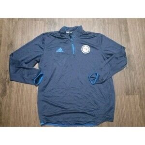 Adidas Pullover mens Size Large Winnepeg Jets Navy Blue 1/4 Zip Performance